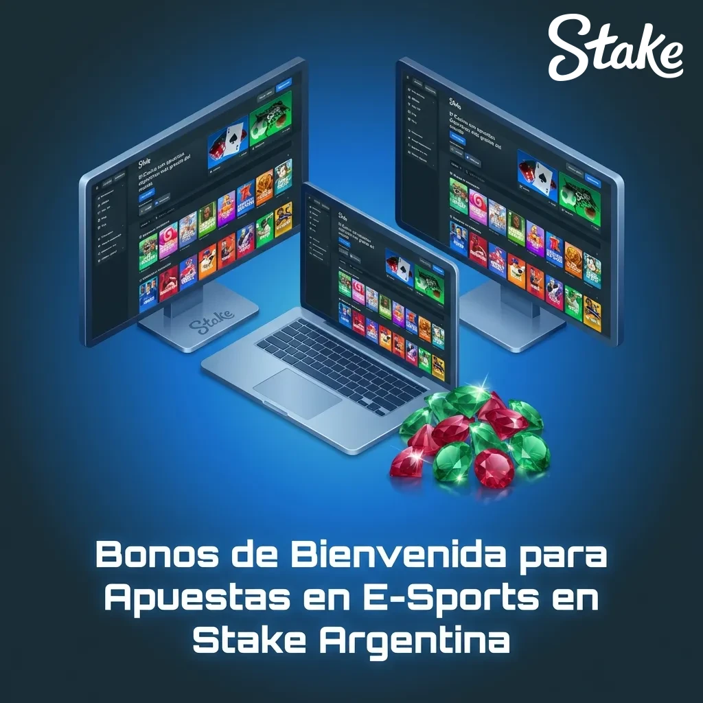 Stake Argentina welcome bonus for e-sports betting showing 200% deposit match up to 3,000,000 ARS for new users