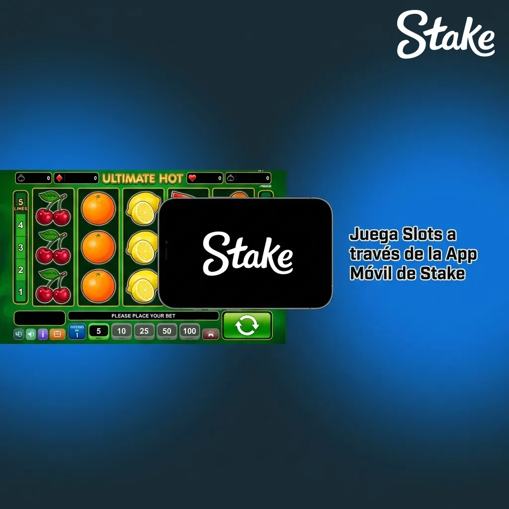 Smartphone displaying Stake mobile app with colorful slot games on screen, optimized for touch controls