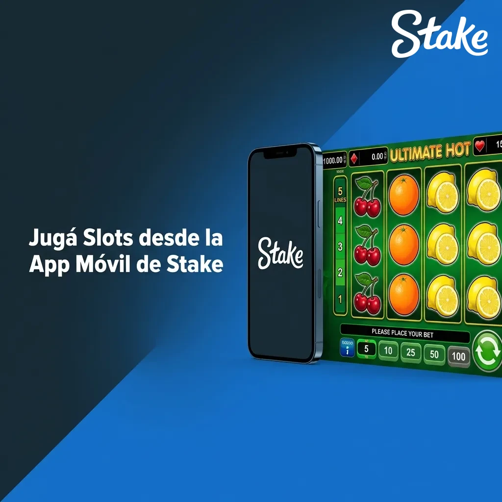 Smartphone displaying Stake mobile app casino lobby with slot game thumbnails and touch-optimized navigation interface