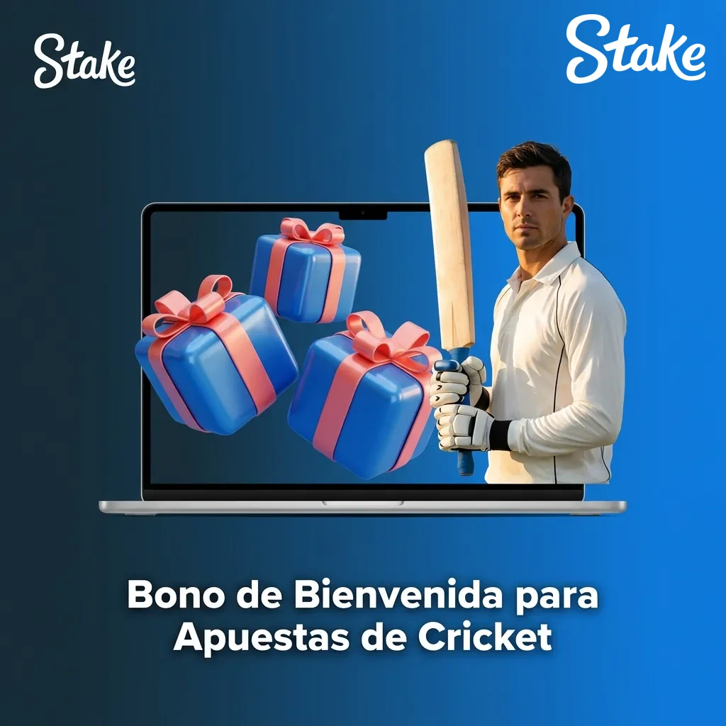 Stake cricket welcome bonus offering 200% deposit match up to 3,000,000 ARS for new users betting on cricket matches