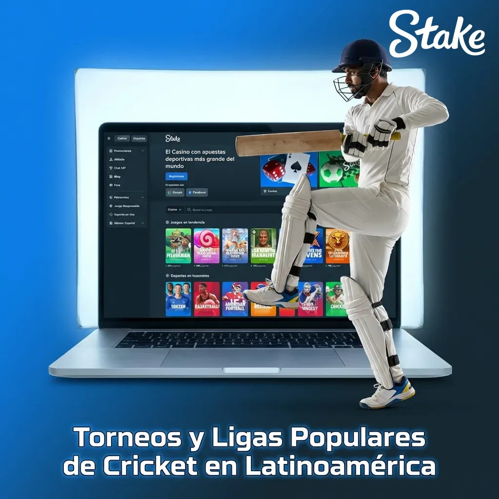 Cricket tournaments display showing ICC World Cup, T20, The Ashes, and IPL competitions for betting on Stake platform