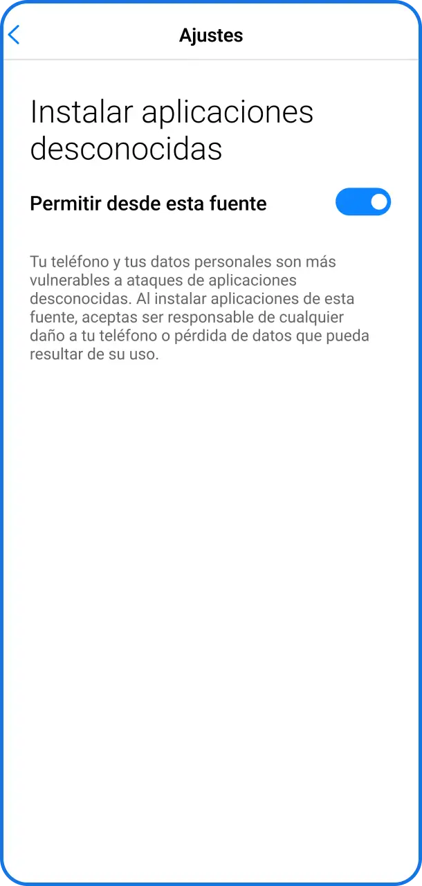 Modificá la configuración de tu teléfono para permitir la instalación de la app de Stake.