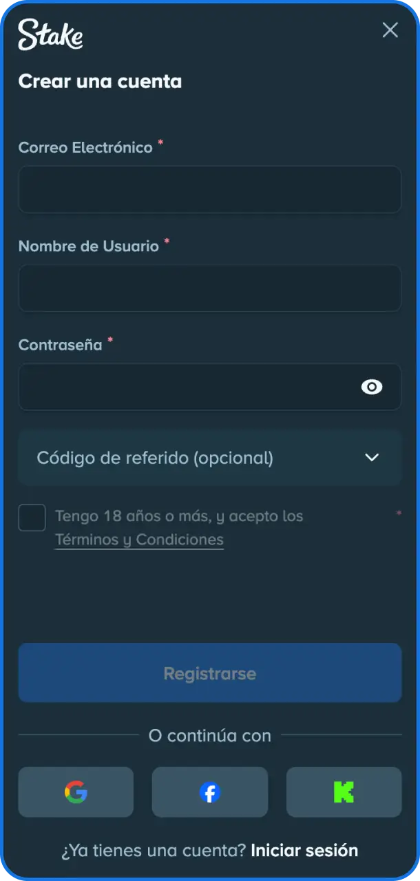 Completá tu registro en la app de Stake para comenzar a ganar dinero de inmediato.