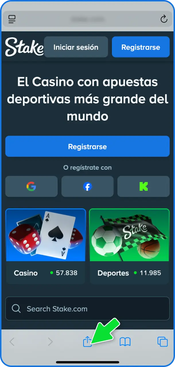 Presioná el botón de descarga correspondiente a iOS en la app de Stake.
