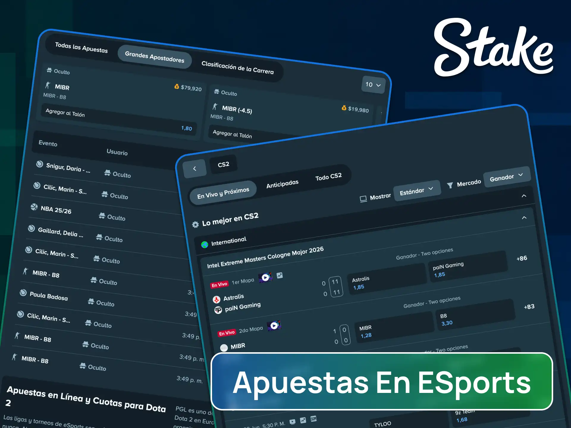 Realizá tus predicciones en los mejores torneos de eSports desde la app de Stake.