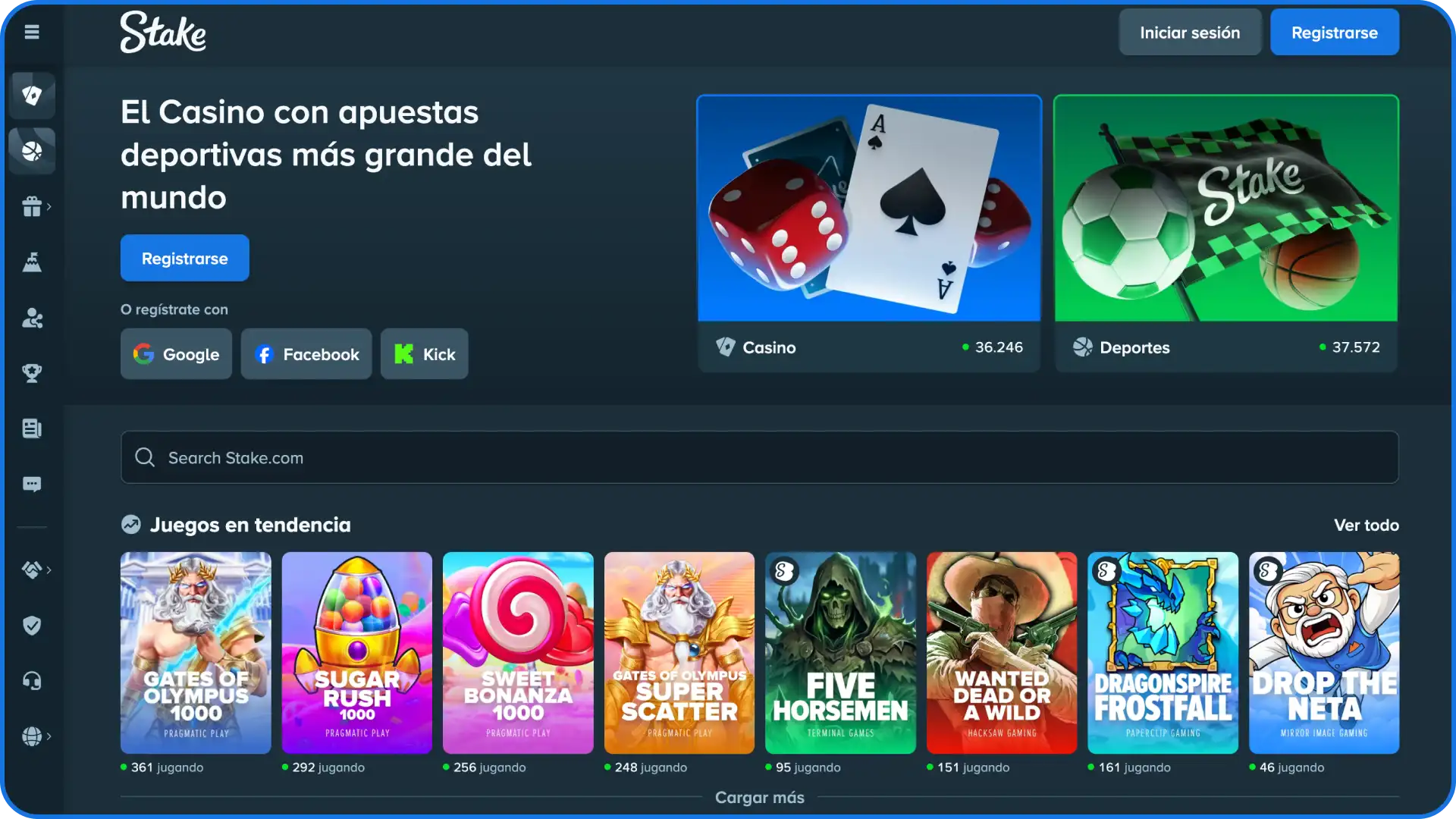 Descubrí la pantalla principal de la app oficial de Stake y comenzá tu experiencia digital.