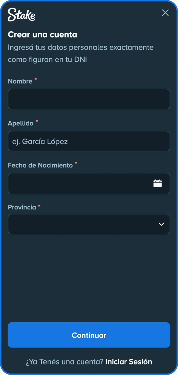 Elegí la modalidad de inscripción que prefieras dentro de la app móvil de Stake.