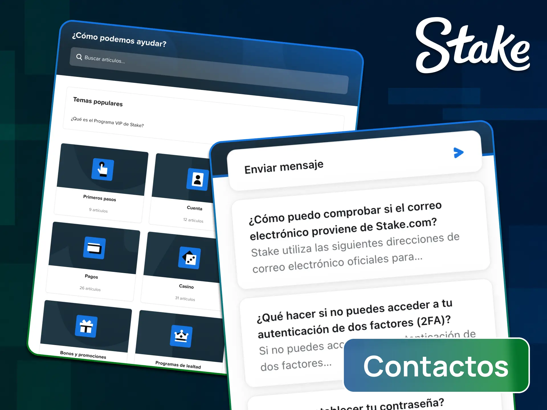 Comunicate con soporte técnico si necesitás ayuda durante tu registro en la app de Stake.